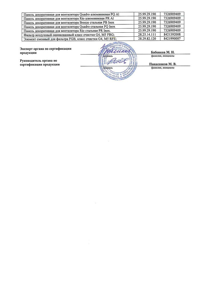 Отказное письмо на продукцию - решетки, диффузоры (ЭРА)